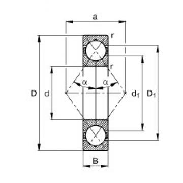 40 mm x 90 mm x 23 mm  FAG QJ308-TVP الاتصال الكرات الزاوي